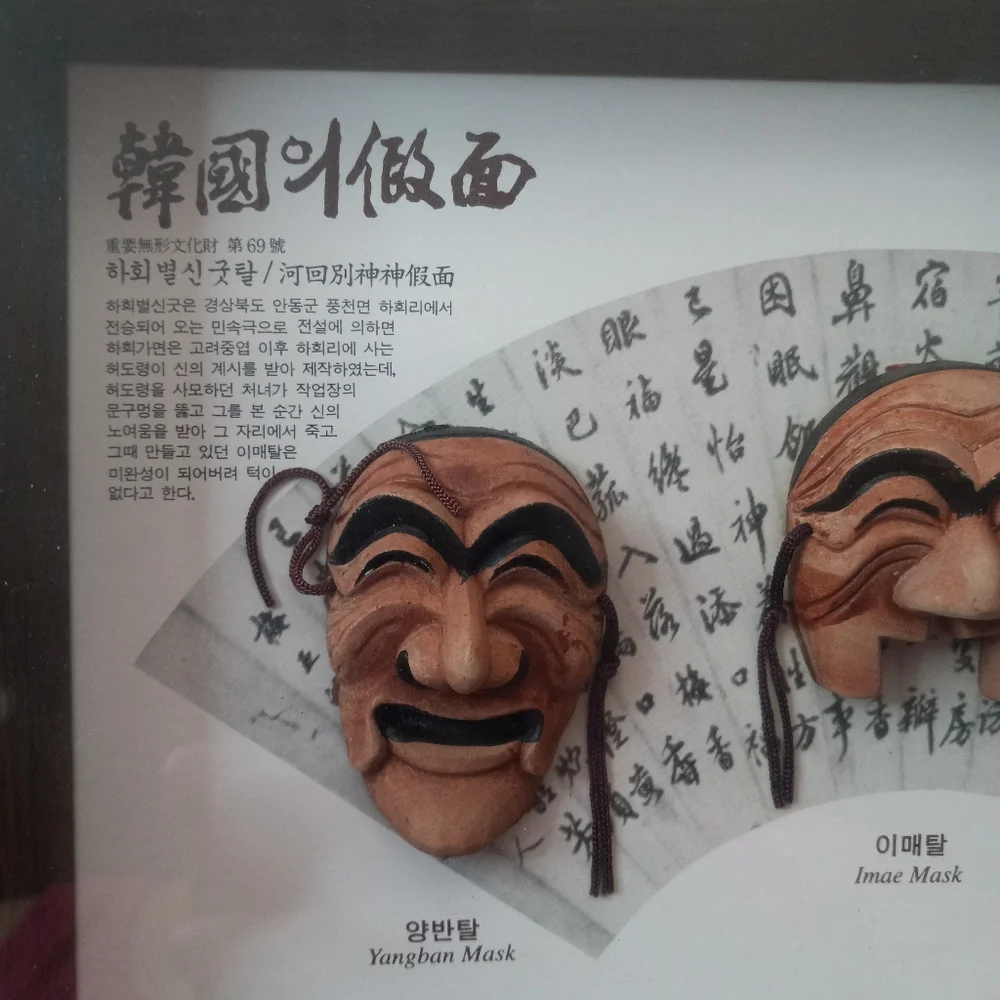 Framed Korean Miniature Masks 